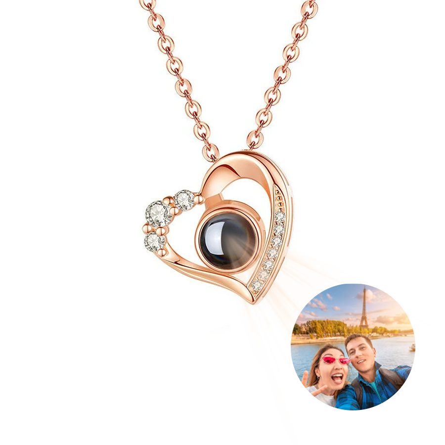 Diamond Classic Heart Photo Projection Necklace